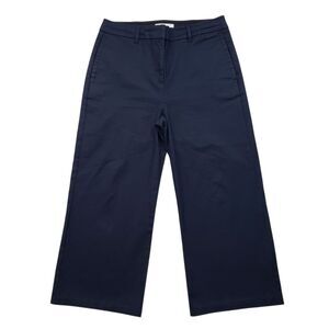 Boden Wide Leg Crop Pants Womens 8 P Navy High Rise Culotte Trousers